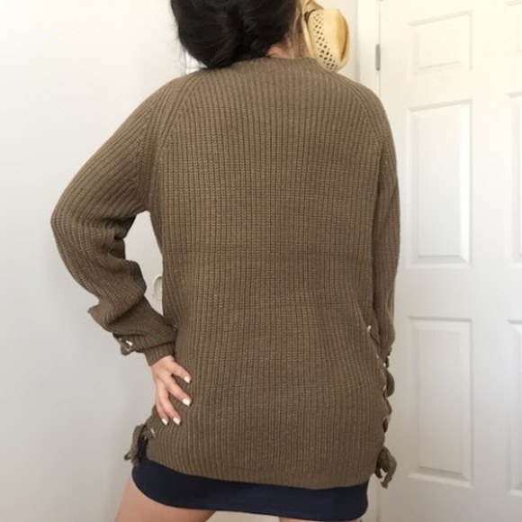 NWT ❗️Last One❗️ Lace Brown Sweater - Picture 3 of 4